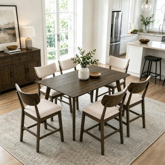 Stella Mia 7-Piece Wooden Counter Height Dining Table Set for 6