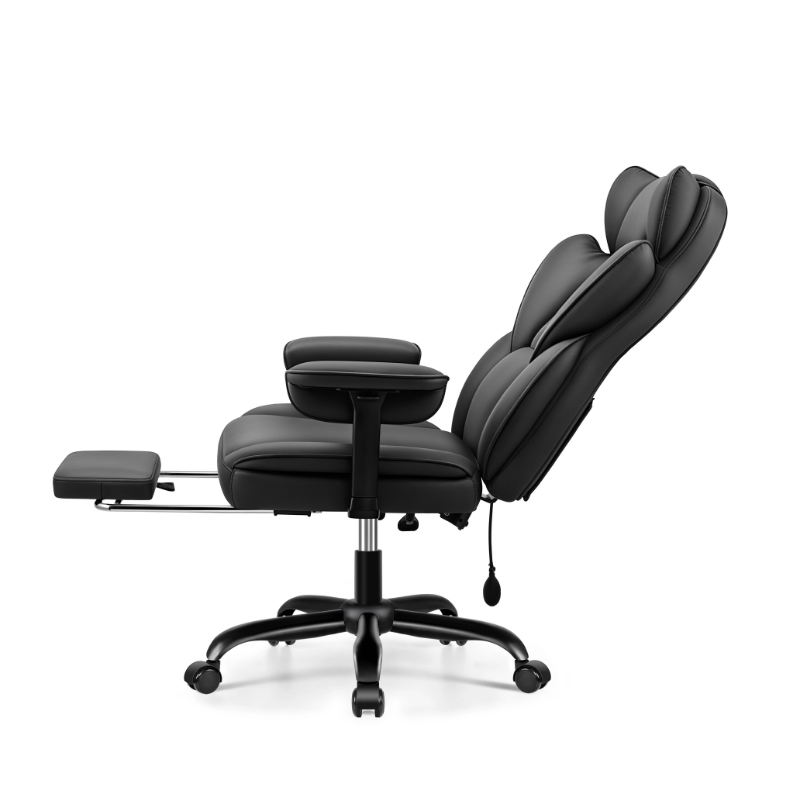 Stella Mia Ergonomic Executive Office Chair, PU Leather Desk Chair with Inflatable Lumbar Support, High Back Computer Chair with Footrest, Adjustable Armrests, Reclining Backrest & Height Adjustment, Heavy-Duty Base