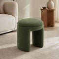 Stella Mia Round Ottoman Stool, Teddy-Like Upholstered Foot Stool with Arch Base