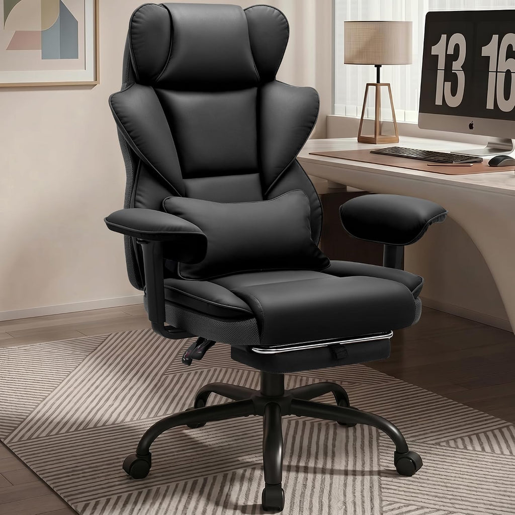 Stella Mia Big and Tall Office Chair with Foot Rest, Desk Chair with Soft Adjustable Armrests