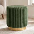 Stella Mia Round Ottoman Stool, Fur-Like Upholstered Small Ottoman Foot Rest with Gold Stainless Steel Plinth Base