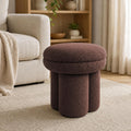 Stella Mia Mushroom Ottoman Stool, Teddy-Like Upholstered Accent Stool with Tri-Pillar Pedestal Base
