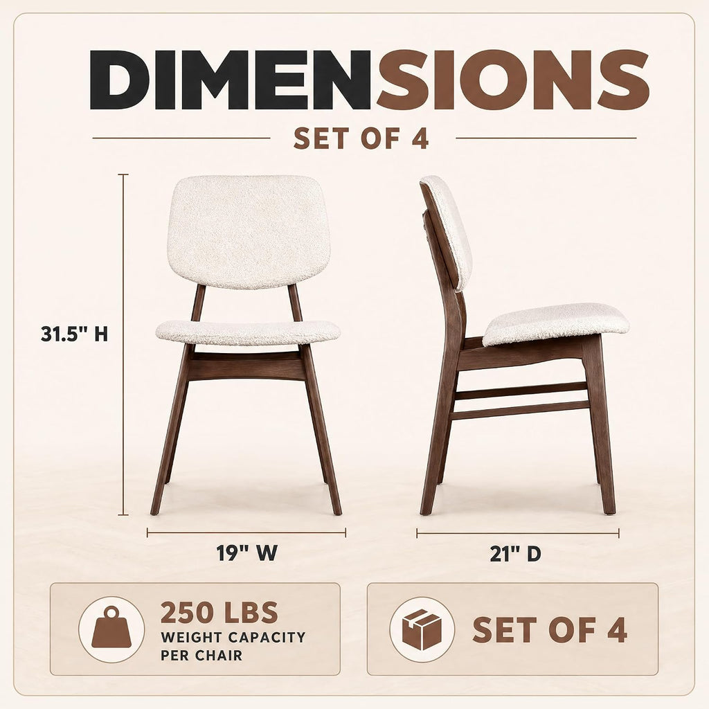 Stella Mia Dining Chairs Set of 4, Mid-Century Modern Dining Room Kitchen Dinner Chairs, Upholstered Vanity Living Room Chairs