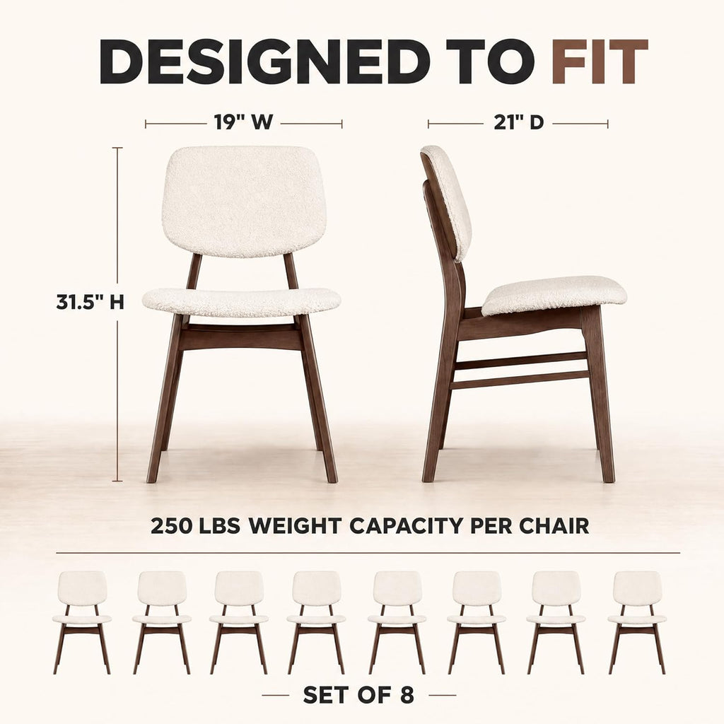 Stella Mia Dining Chairs Set of 8, Mid-Century Modern Dining Room Kitchen Dinner Chairs, Upholstered Vanity Living Room Chairs