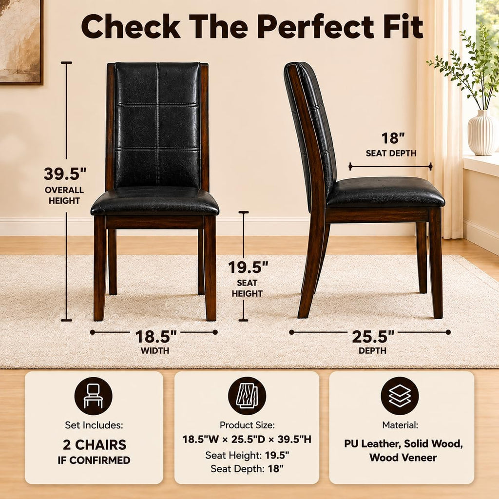 Stella Mia Standard Height Dining Chairs Set of 2, Traditional Armless Tall Dining Side Chairs with Dark Wood Legs for Regular Dining Table