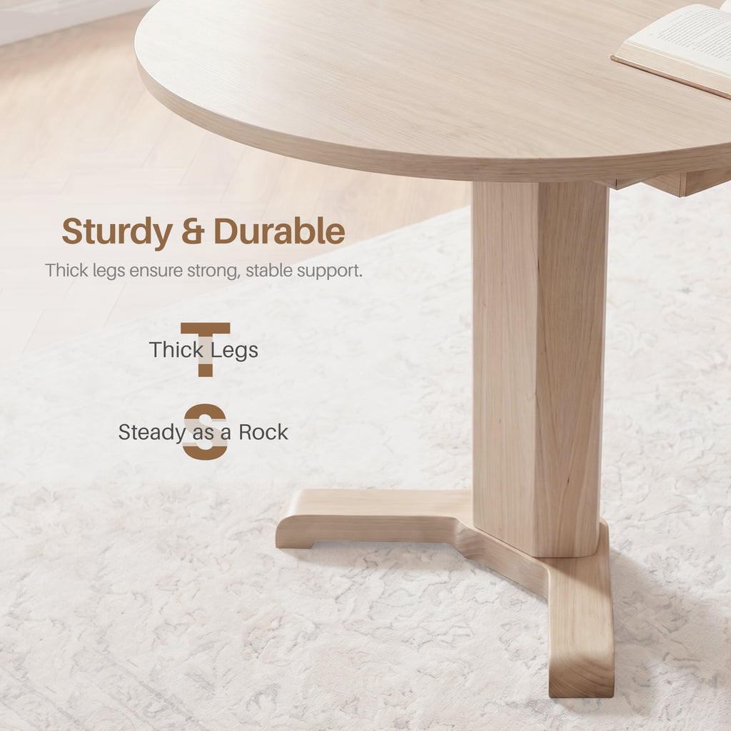 Extendable Dining Room Table for 4-6, Mid-Century Modern Kitchen Dining Table with Removable Leaves, Double Pedestal Base, Spindle Back for Home Kitchen, Dinettes, White Oak