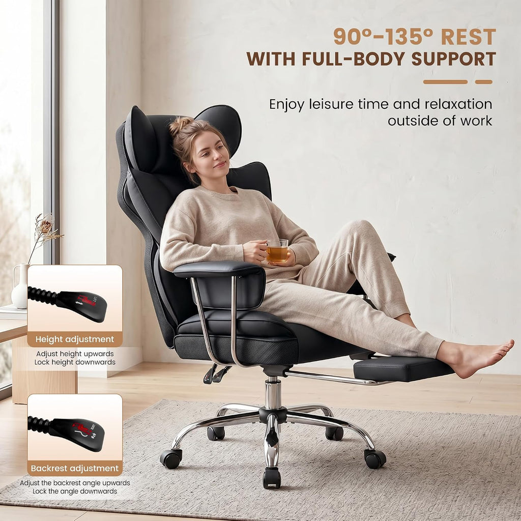 Stella Mia Big and Tall Office Chair Heavy Duty Wide Ergonomic Gaming Chair with Premium PU Leather with Foot Rest