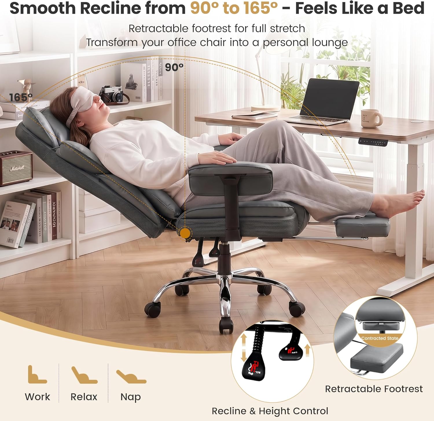 Stella Mia Big & Tall Office Chair 400 LBS Capacity, Heavy Duty Ergonomic Executive Computer Chair with Adjustable Arms and Wide Seat