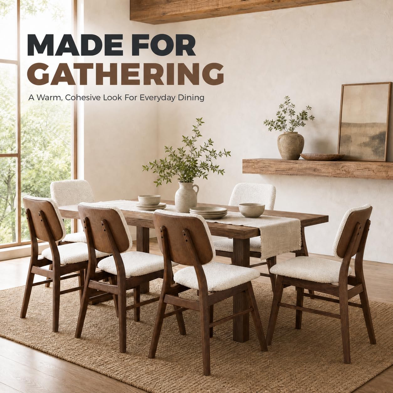 Stella Mia Dining Chairs Set of 6, Mid-Century Modern Dining Room Kitchen Dinner Chairs, Upholstered Vanity Living Room Chairs