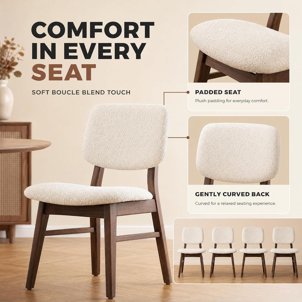 Stella Mia Dining Chairs Set of 4, Mid-Century Modern Dining Room Kitchen Dinner Chairs, Upholstered Vanity Living Room Chairs