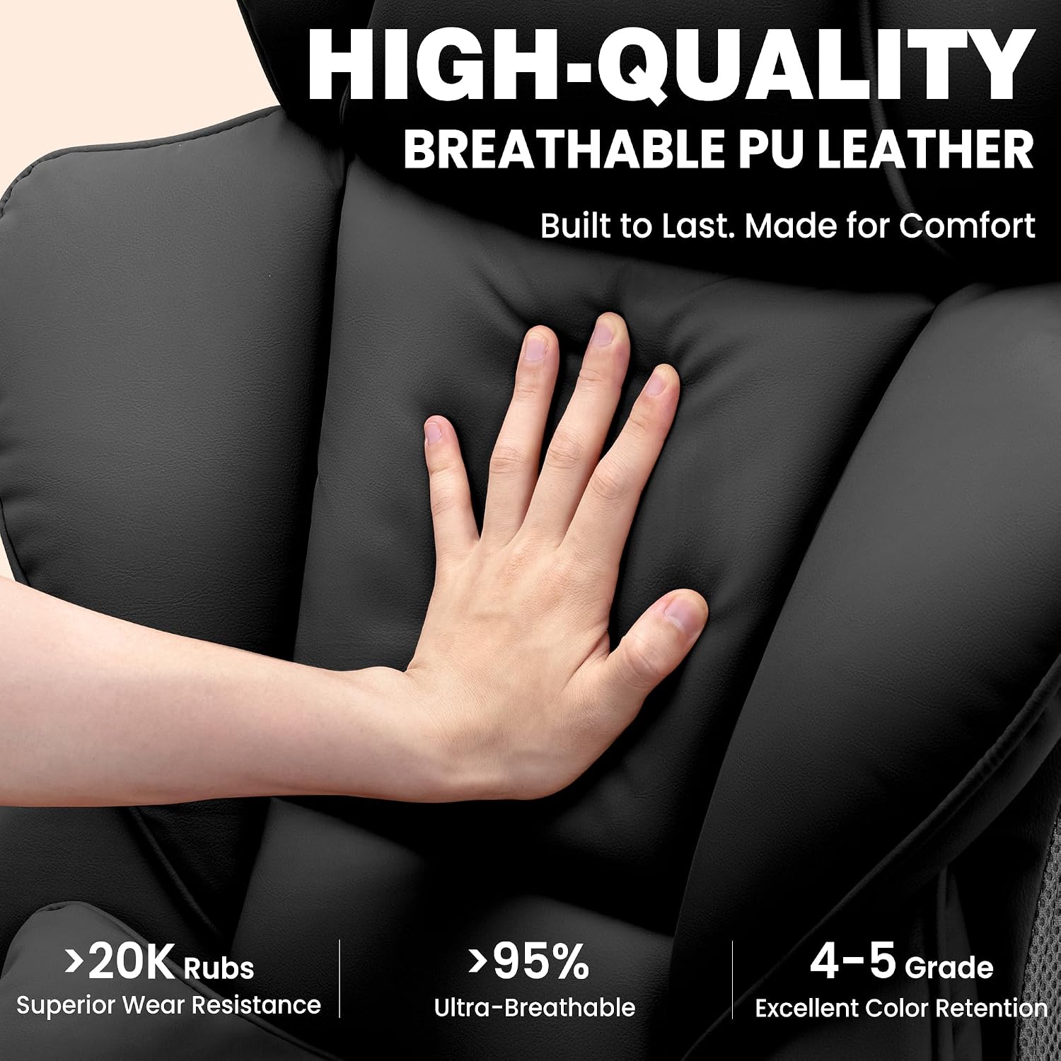 Stella Mia Big and Tall Office Chair with Foot Rest, Desk Chair with Soft Adjustable Armrests
