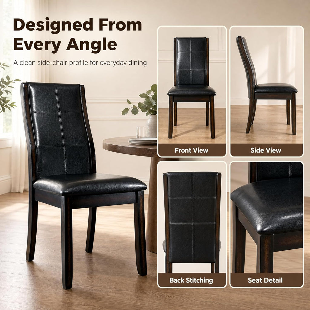 Stella Mia Standard Height Dining Chairs Set of 2, Traditional Armless Tall Dining Side Chairs with Dark Wood Legs for Regular Dining Table