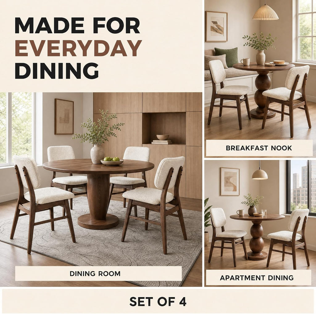 Stella Mia Dining Chairs Set of 4, Mid-Century Modern Dining Room Kitchen Dinner Chairs, Upholstered Vanity Living Room Chairs