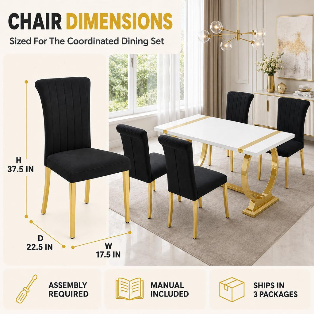 Stella Mia Dining Table Set for 4, 5-Piece Kitchen Table and Upholstered Chairs Set, Faux Marble Kitchen Table and Chairs Set of 4