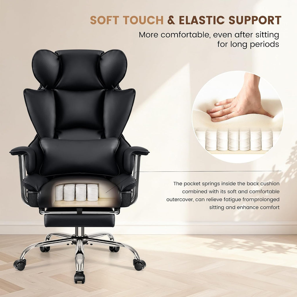 Stella Mia Big and Tall Office Chair Heavy Duty Wide Ergonomic Gaming Chair with Premium PU Leather with Foot Rest