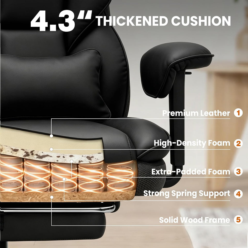 Stella Mia Big and Tall Office Chair with Foot Rest, Desk Chair with Soft Adjustable Armrests