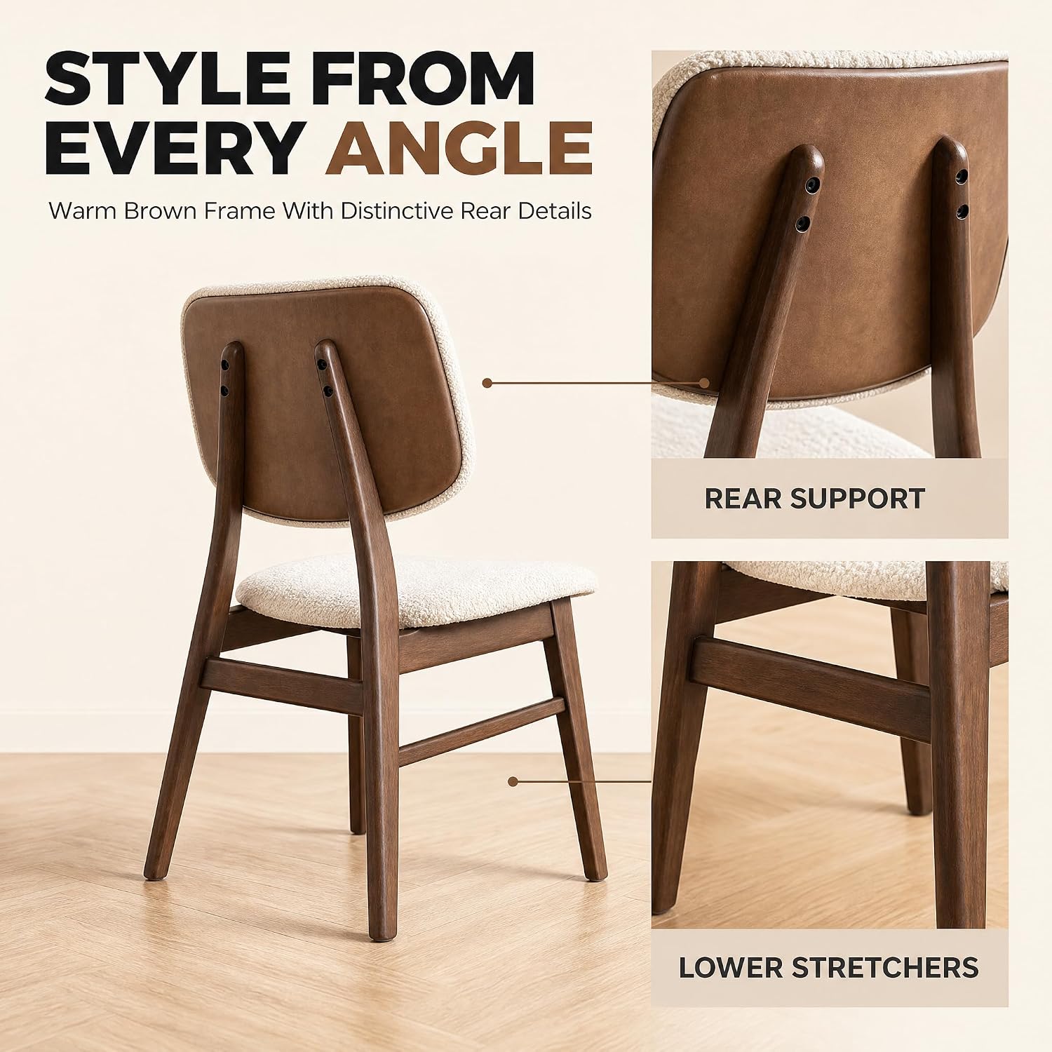 Stella Mia Dining Chairs Set of 8, Mid-Century Modern Dining Room Kitchen Dinner Chairs, Upholstered Vanity Living Room Chairs