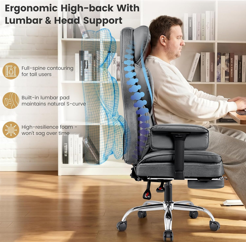 Stella Mia Big & Tall Office Chair 400 LBS Capacity, Heavy Duty Ergonomic Executive Computer Chair with Adjustable Arms and Wide Seat