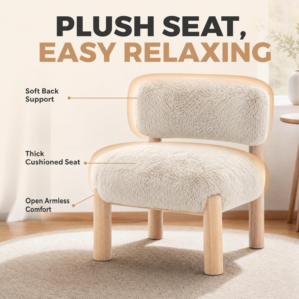 Stella Mia Contemporary Armless Accent Chair, Upholstered Side Chair with Solid Wood Legs, Comfy Foam Padded Single Lounge Chair