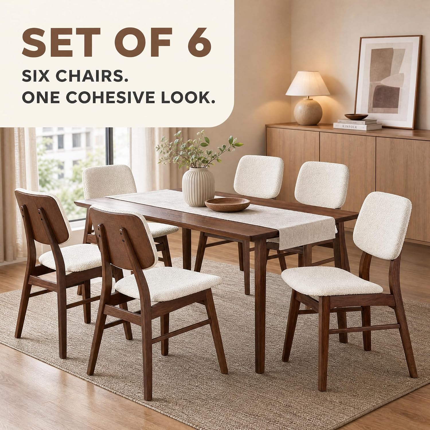 Stella Mia Dining Chairs Set of 6, Mid-Century Modern Dining Room Kitchen Dinner Chairs, Upholstered Vanity Living Room Chairs