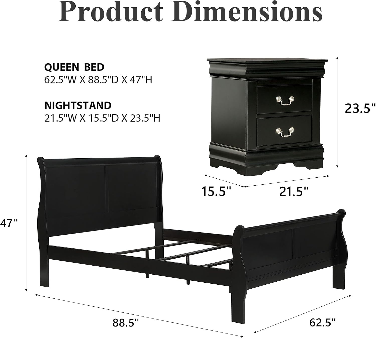 Stella Mia 3-Piece Queen Bedroom Set with 2 Nightstands