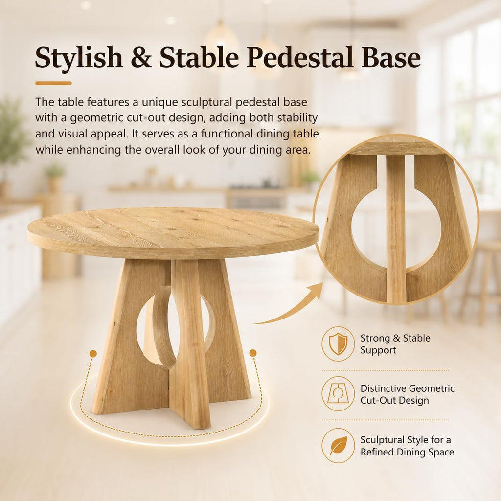 Stella Mia 5-Piece Round Dining Table Set for 4, 47" Organic Modern Kitchen Table & 4 Upholstered Chairs