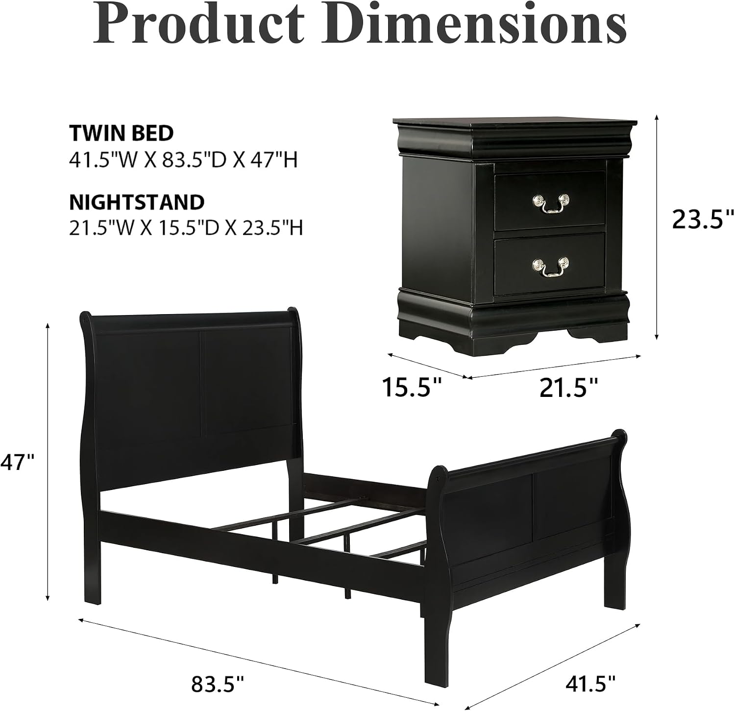 Stella Mia 3-Piece Queen Bedroom Set with 2 Nightstands