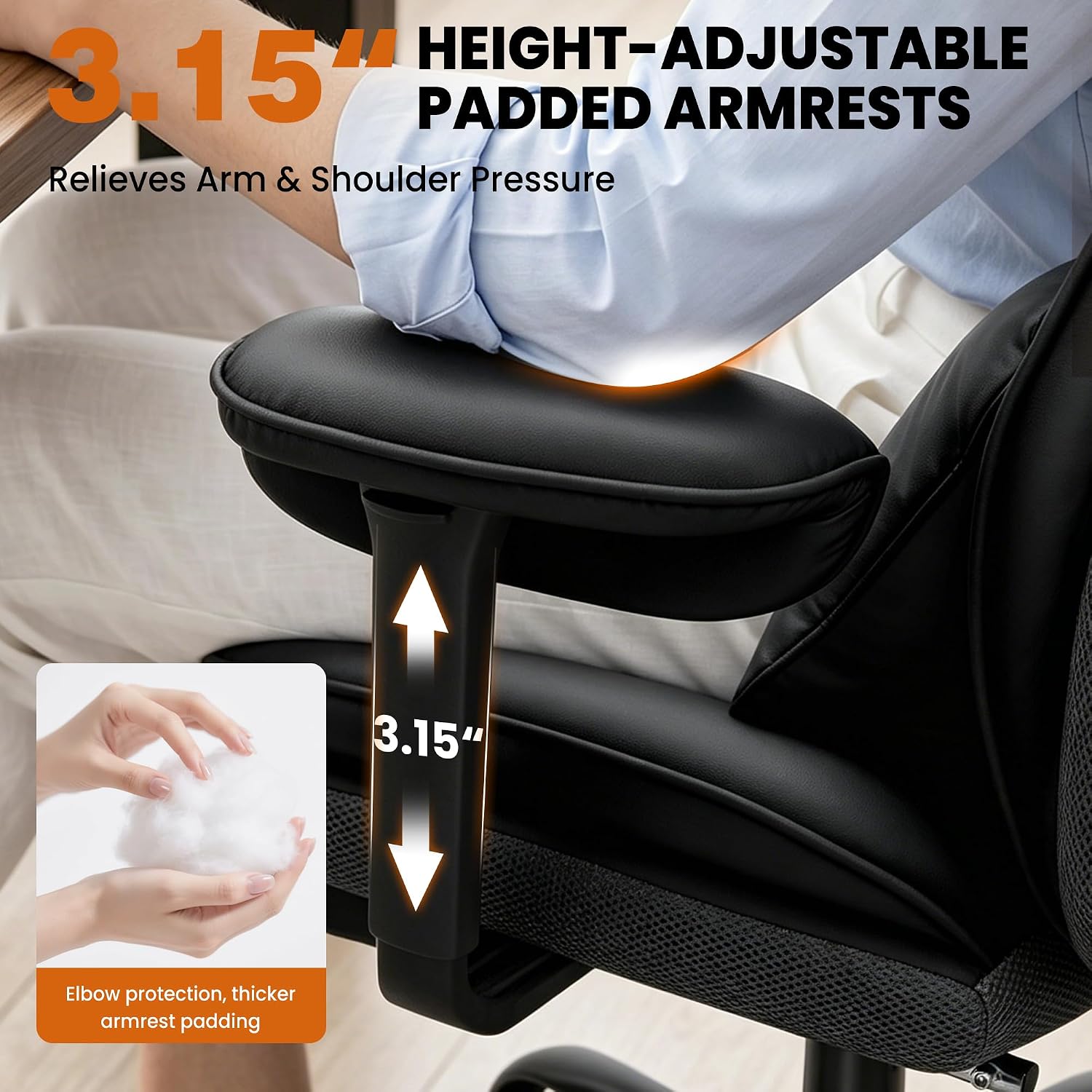 Stella Mia Big and Tall Office Chair with Foot Rest, Desk Chair with Soft Adjustable Armrests