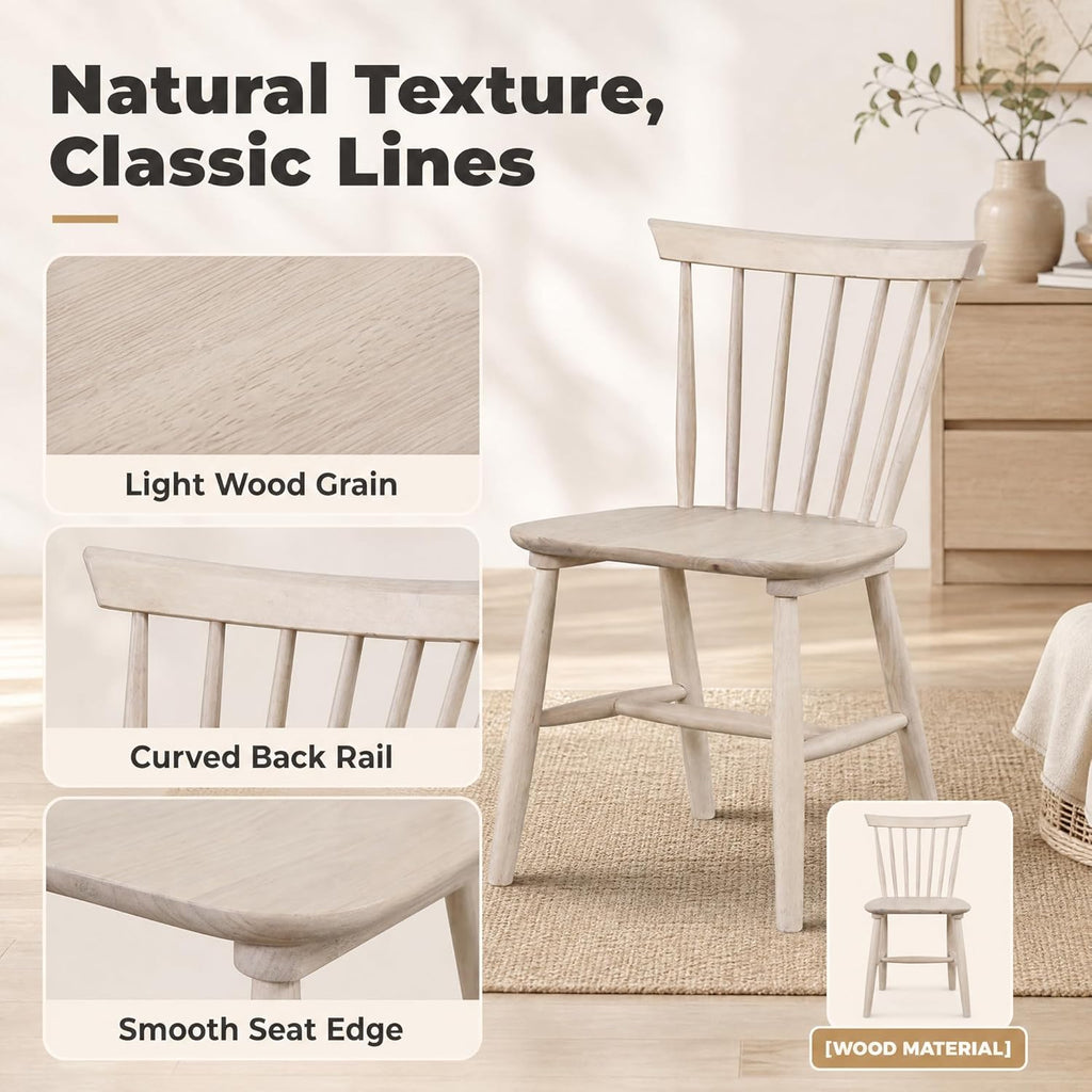 Stella Mia Dining Chairs Set of 2, 100% Solid Wood Spindle Back Kitchen Dining Room Chairs