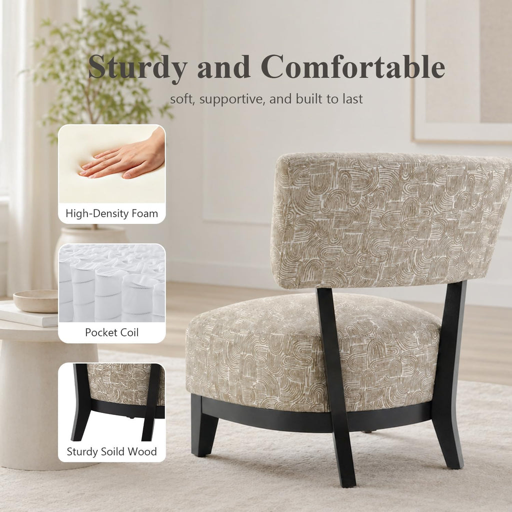 Stella Mia Contemporary Accent Chair, Armless Upholstered Chair with Angled Back, Cushioned Seat and Back
