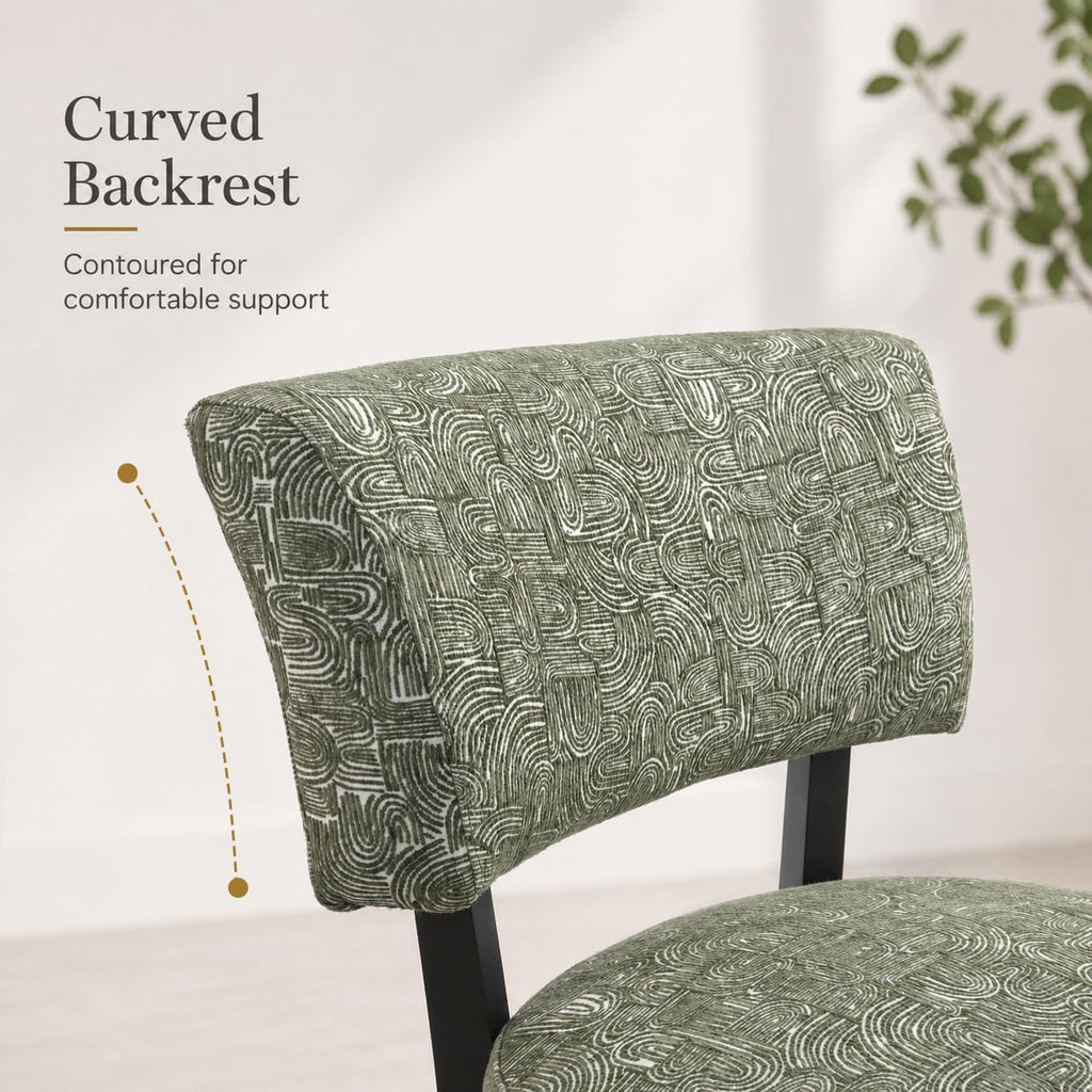 Stella Mia Upholstered Accent Chair, Contemporary Inspired Armless Chair with Angled Back