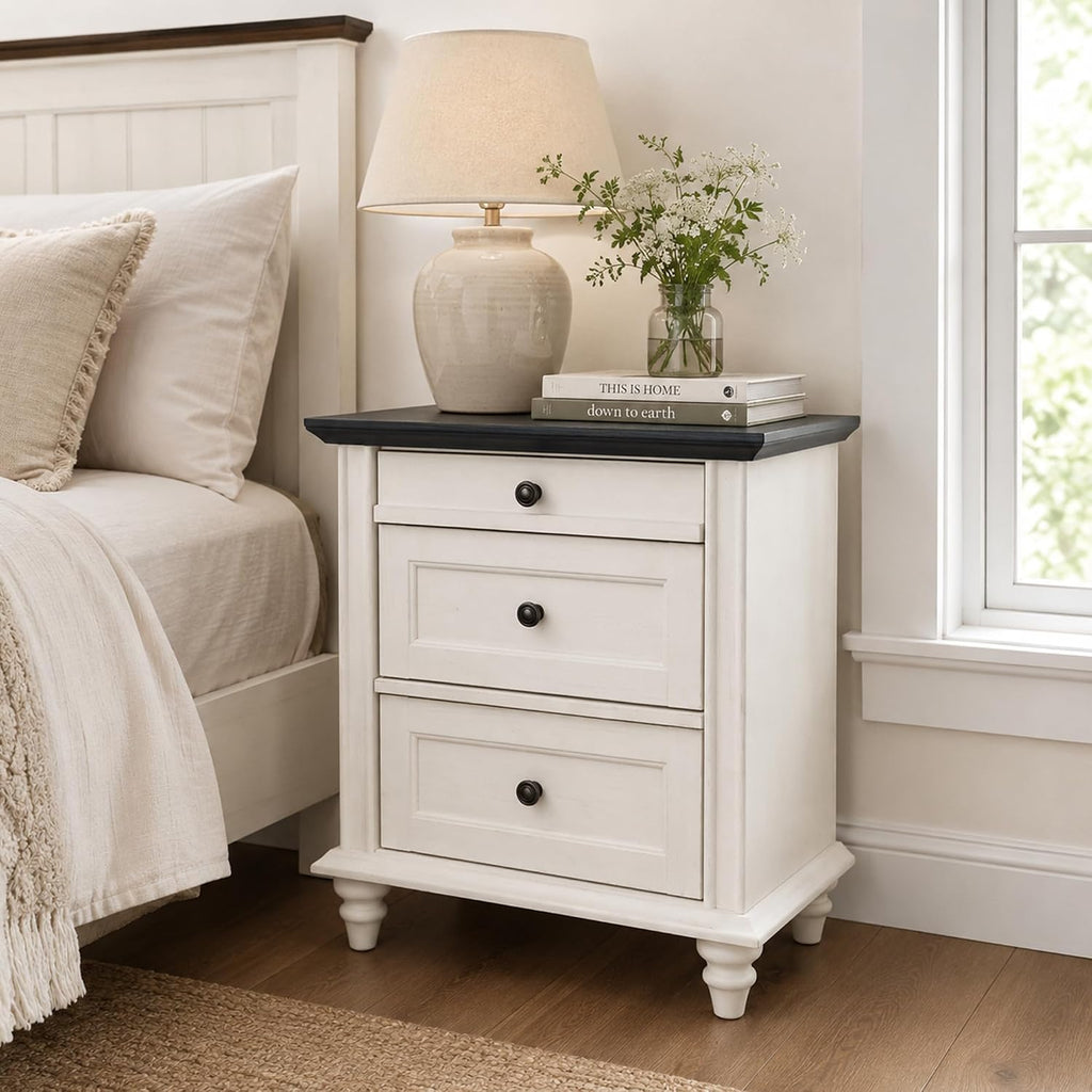 Stella Mia Wood Nightstand with 3 Drawers