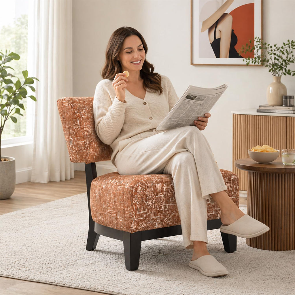 Stella Mia Contemporary Accent Chair, Armless Upholstered Chair with Angled Back, Cushioned Seat and Back