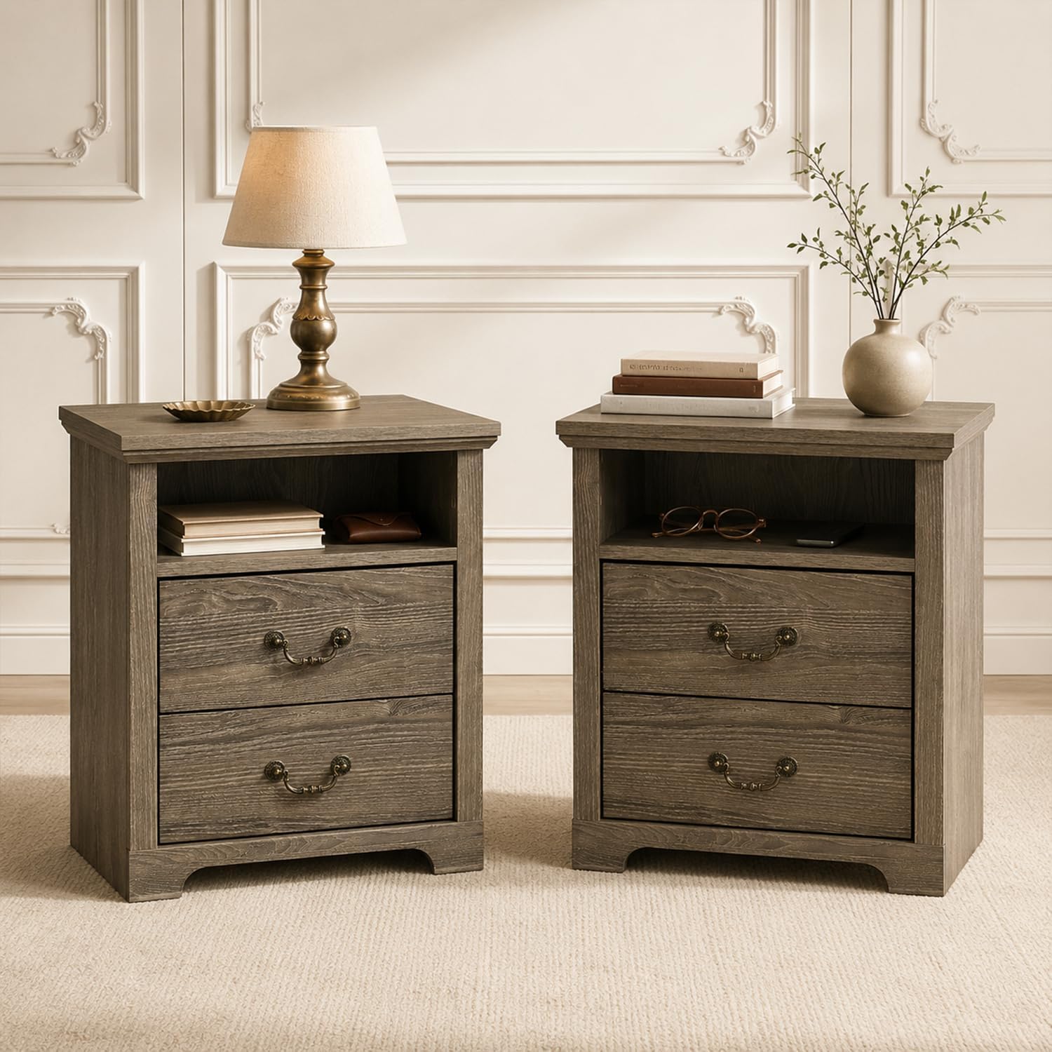 Stella Mia Farmhouse Nightstands Set of 2