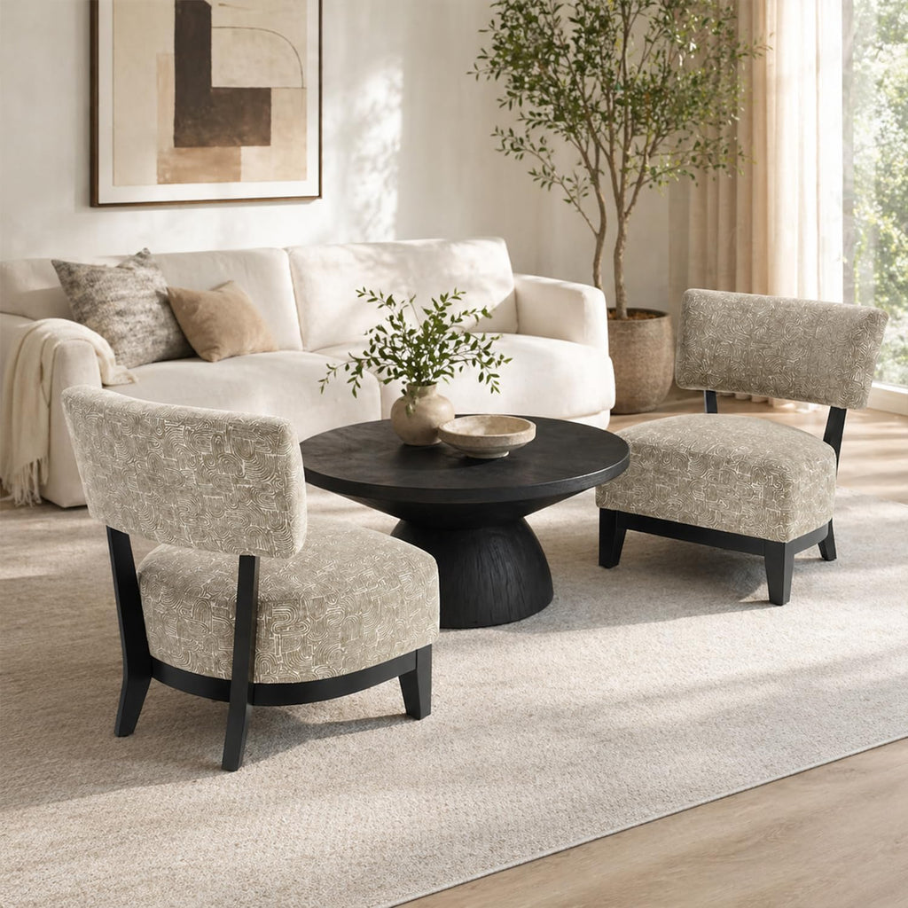 Stella Mia Contemporary Accent Chair, Armless Upholstered Chair with Angled Back, Cushioned Seat and Back