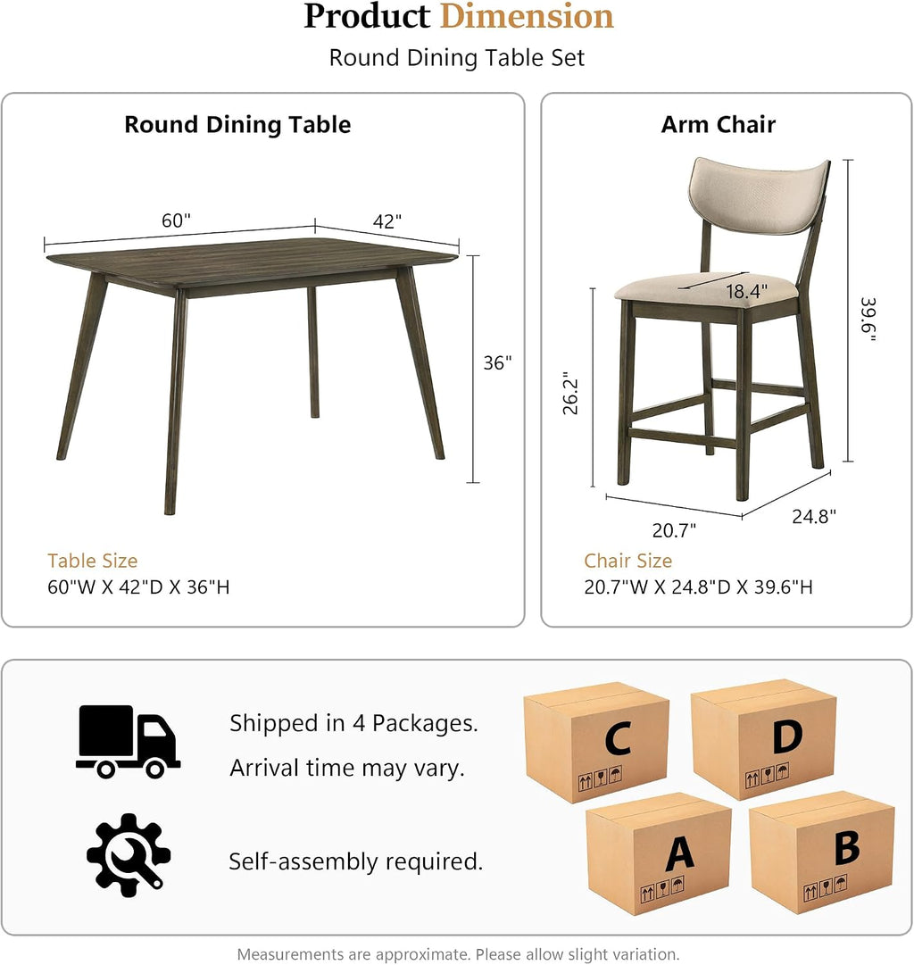 Stella Mia 7-Piece Wooden Counter Height Dining Table Set for 6