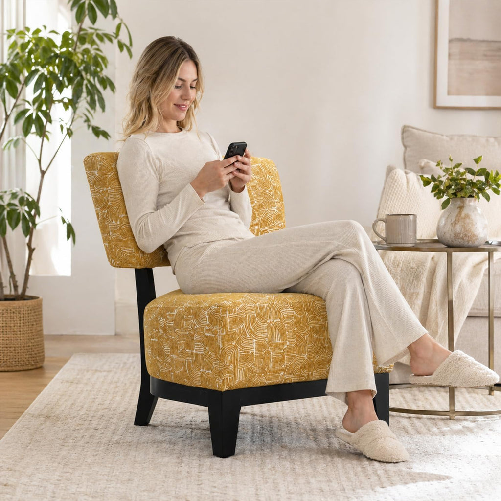 Stella Mia Armless Accent Chair, Contemporary Modern Upholstered Chair with Angled Backrest