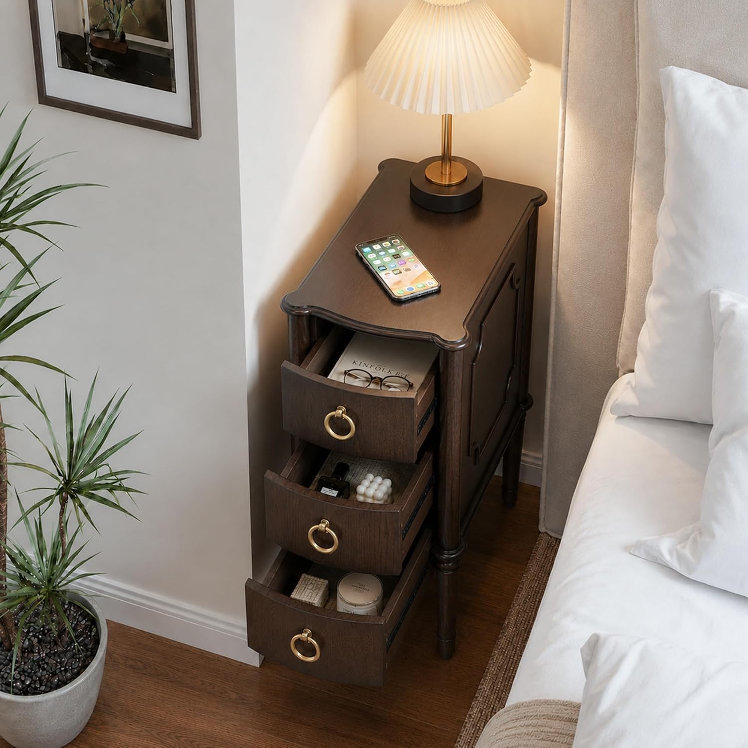 Stella Mia Narrow Nightstand with 3 Drawers & Ball-Bearing Glides