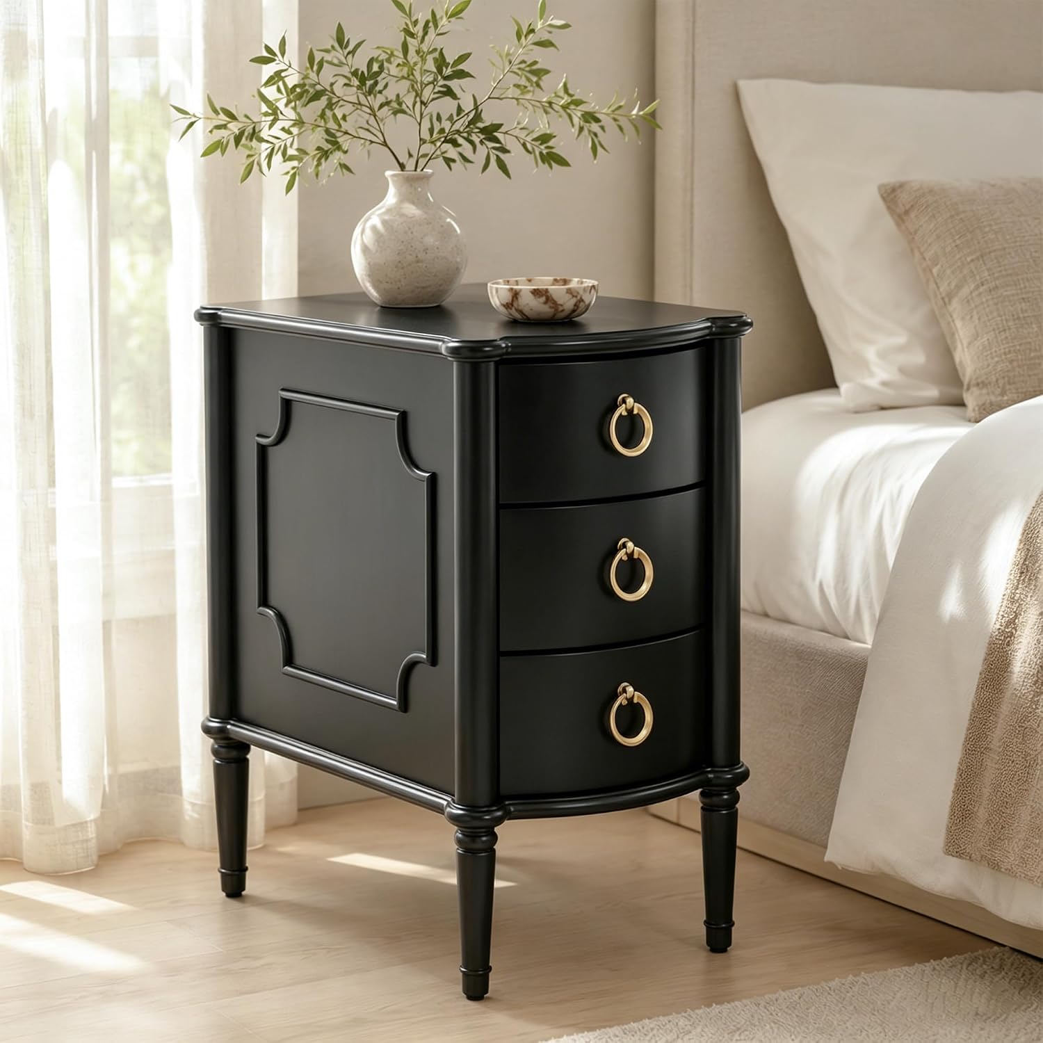 Stella Mia Narrow Nightstand with 3 Drawers & Ball-Bearing Glides