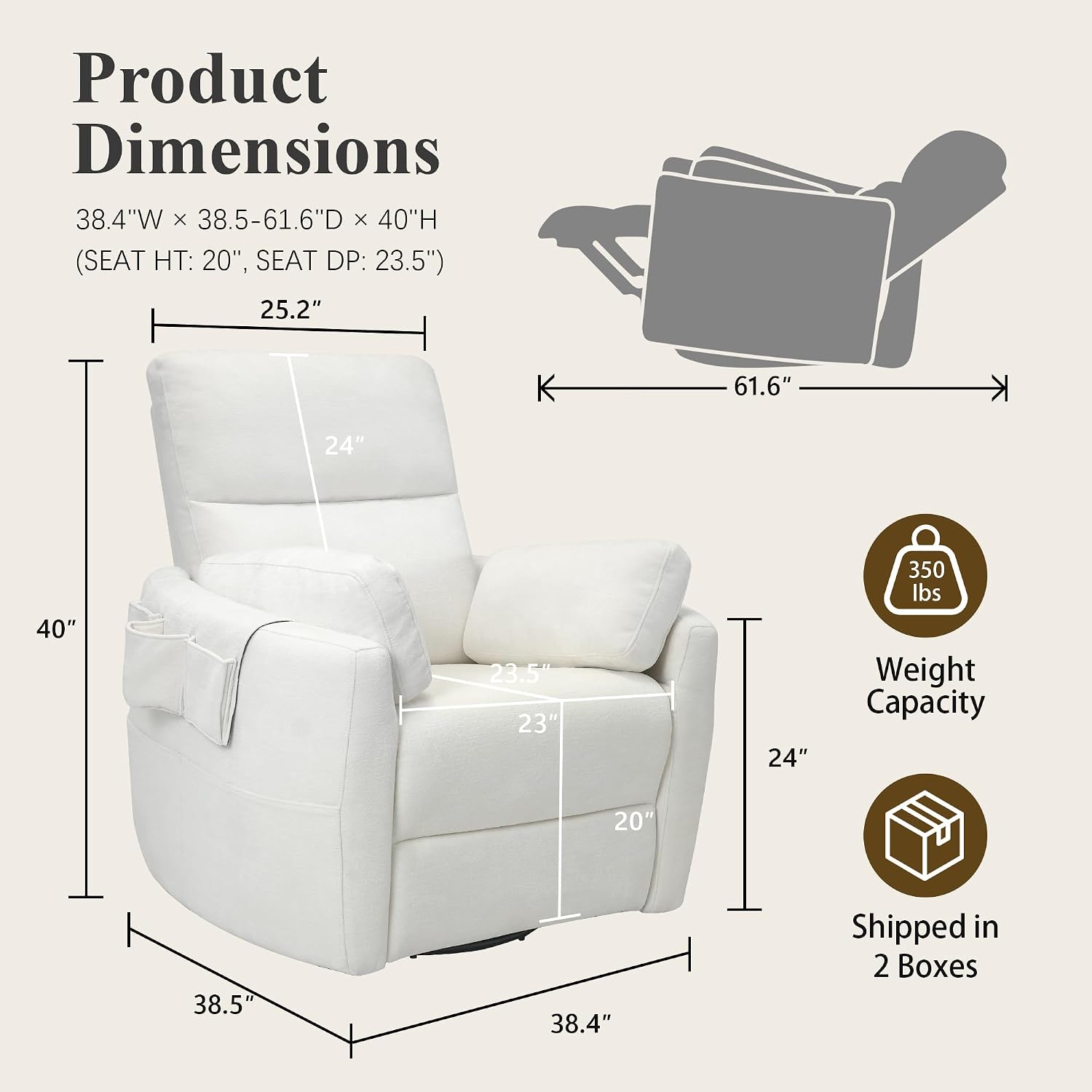 Stella Mia Extra Wide Power Swivel Rocker Recliner Chair Nursery