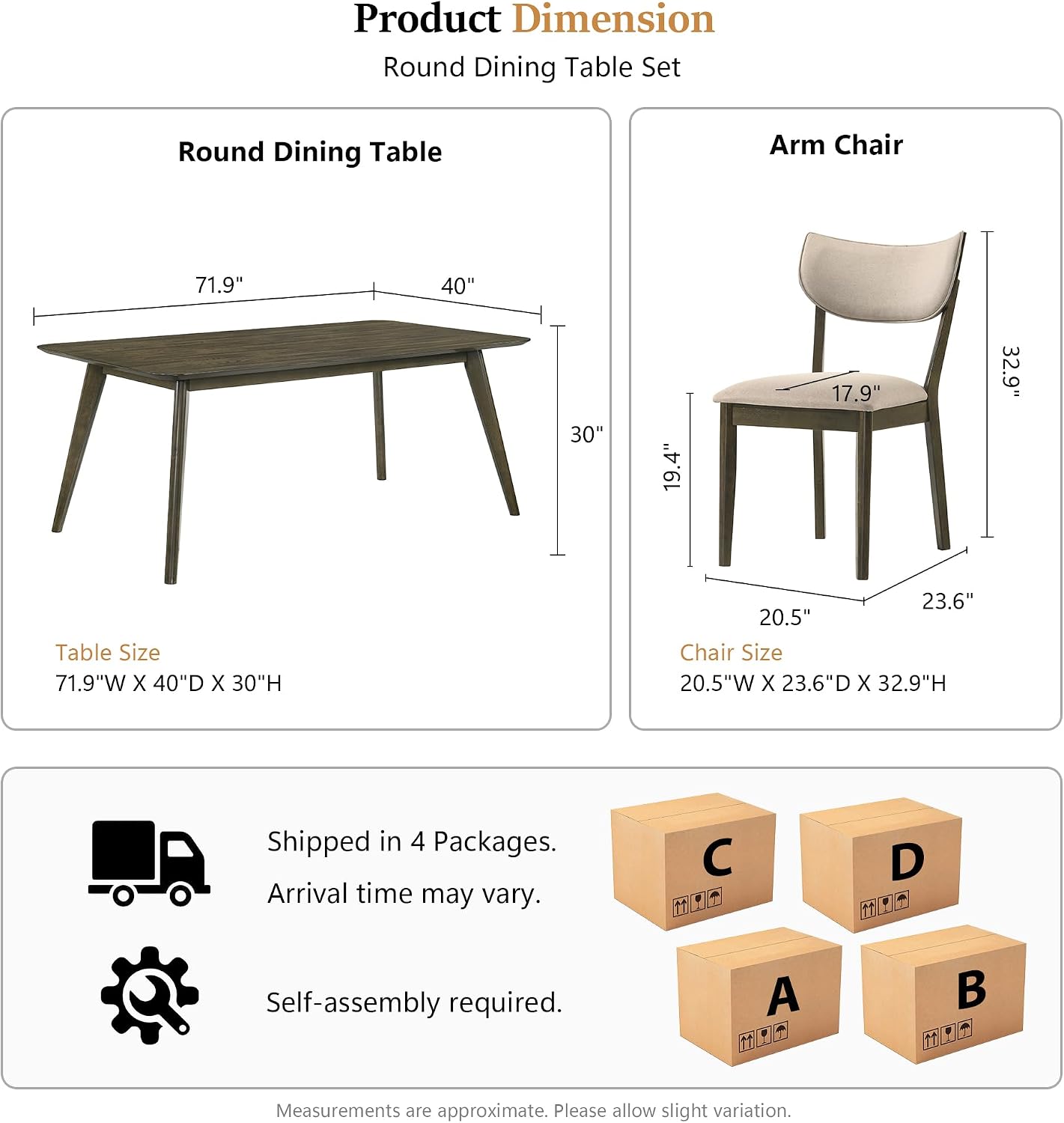 Stella Mia 7-Piece Wooden Counter Height Dining Table Set for 6