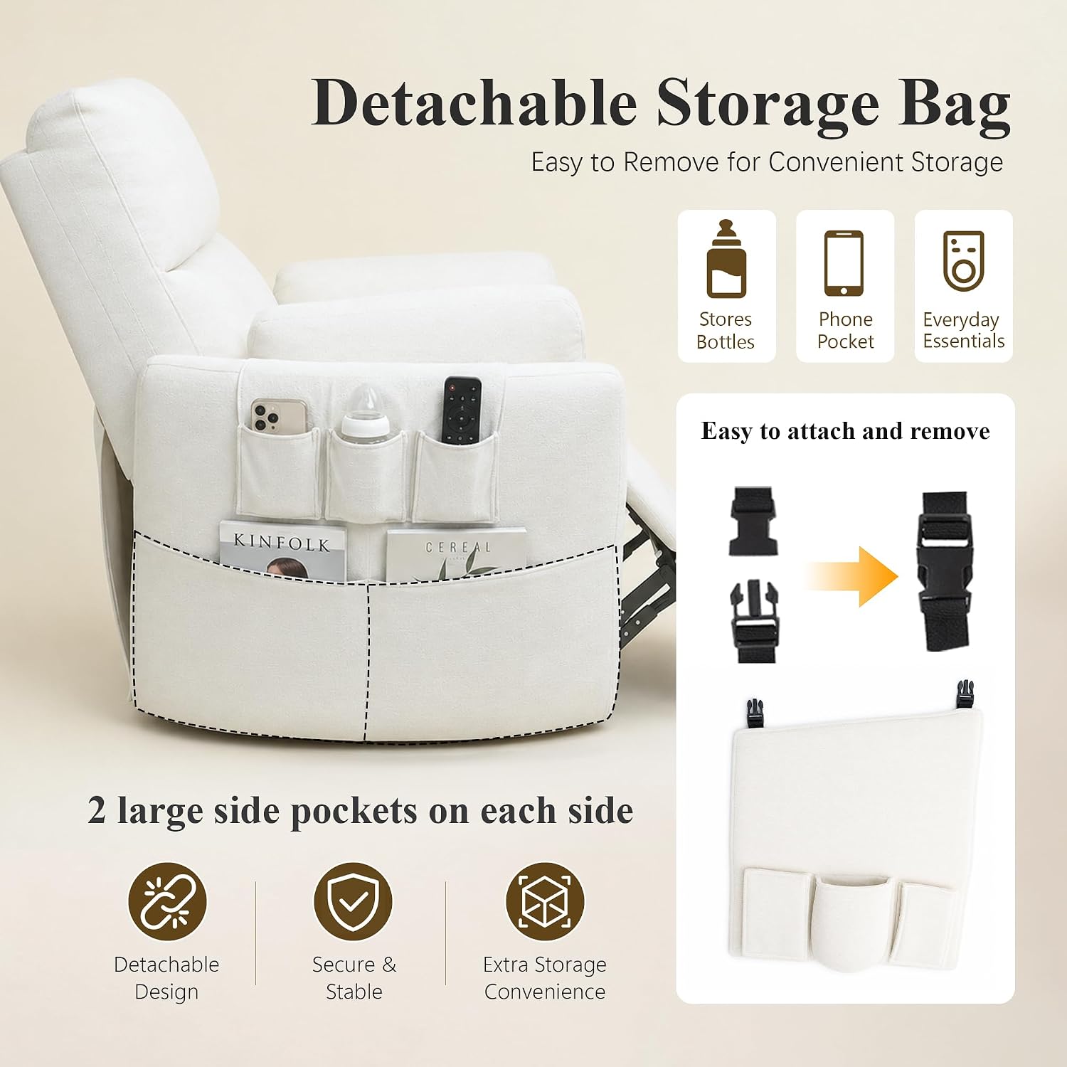 Stella Mia Extra Wide Power Swivel Rocker Recliner Chair Nursery