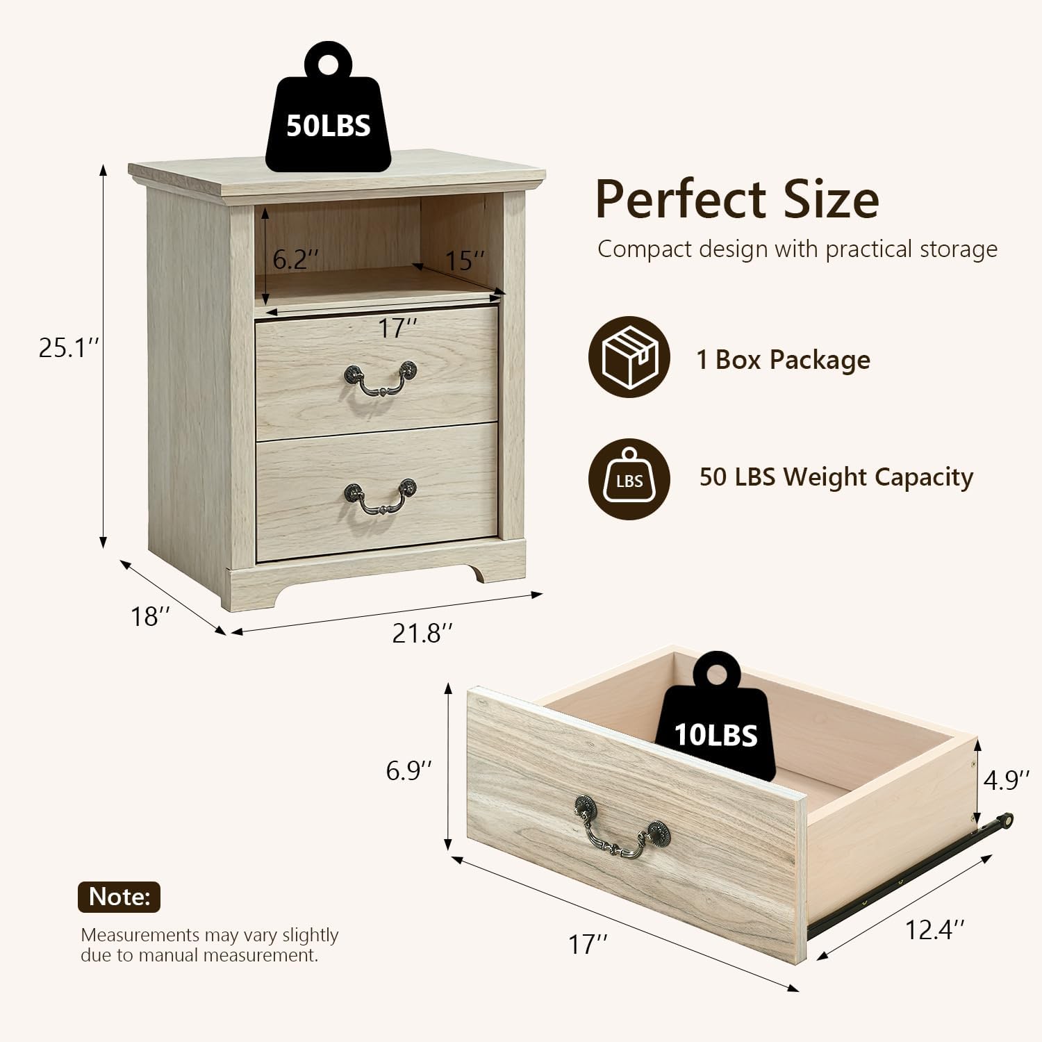 Stella Mia Farmhouse Nightstands Set of 2
