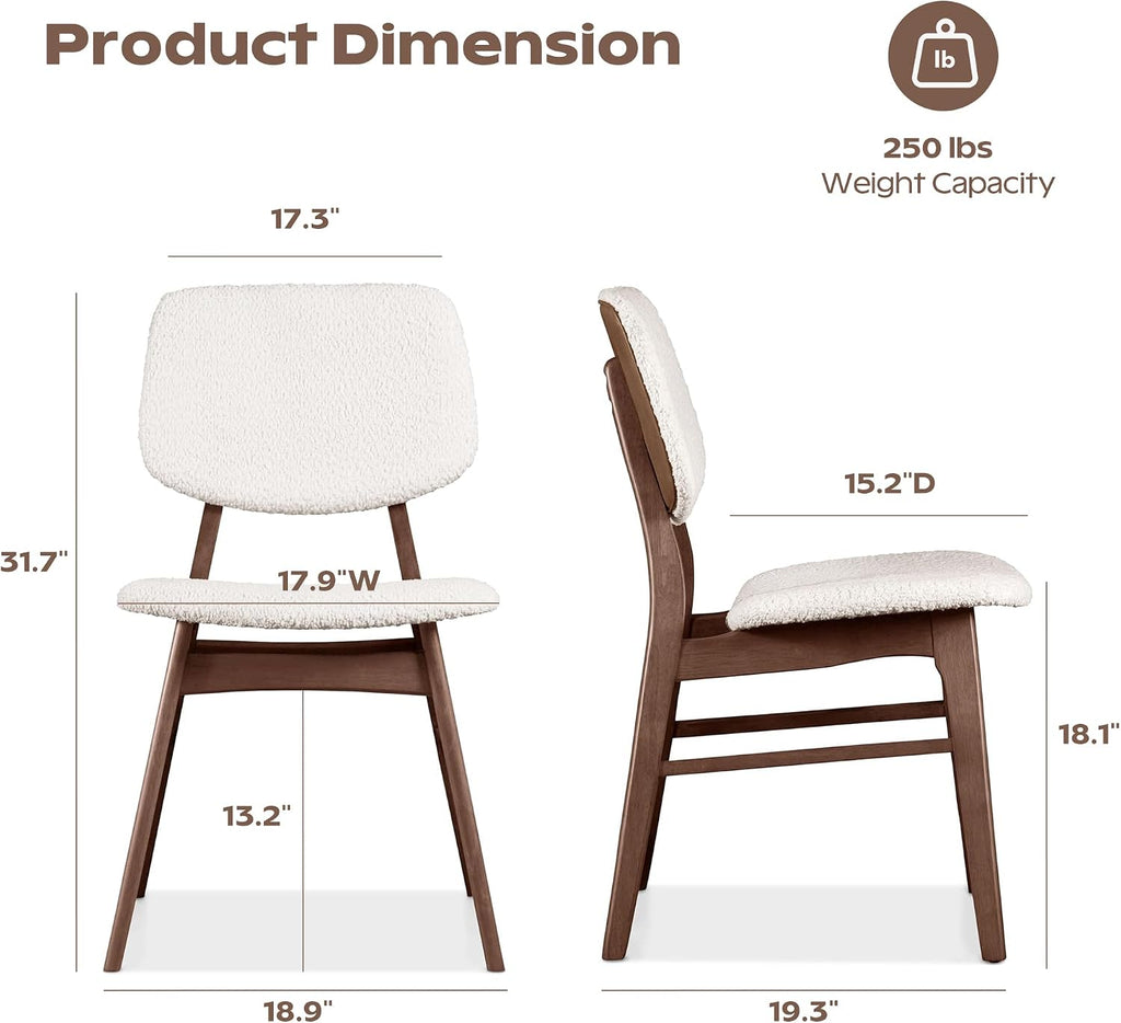 Stella Mia Dining Chairs Set of 2, Mid-Century Modern Dining Room Kitchen Dinner Chairs