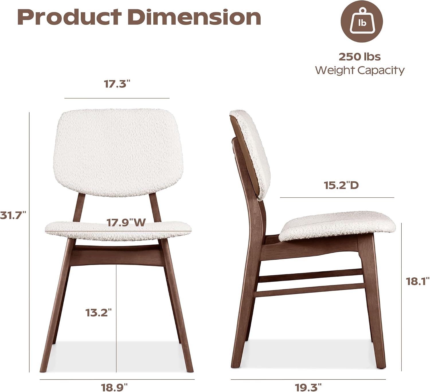 Stella Mia Dining Chairs Set of 2, Mid-Century Modern Dining Room Kitchen Dinner Chairs