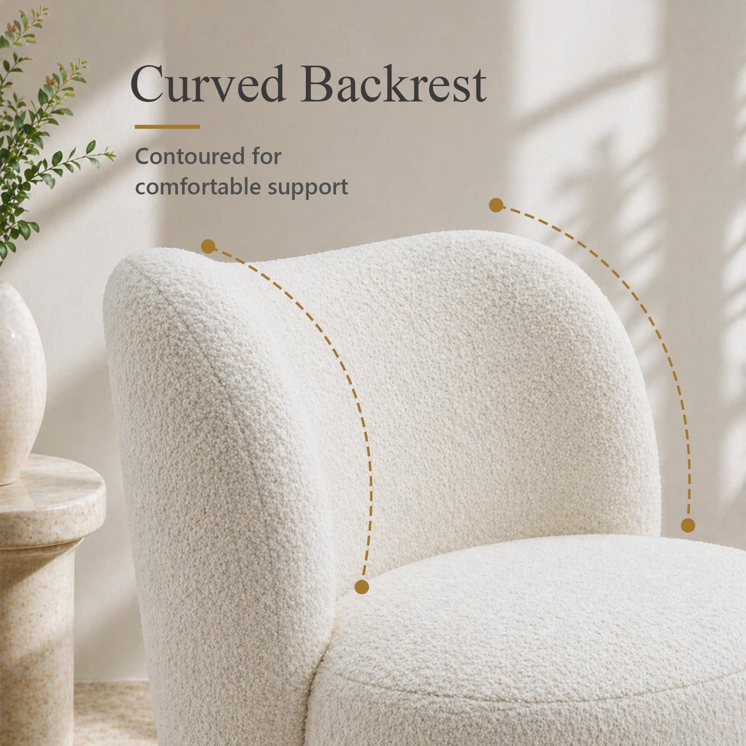 Stella Mia Boucle Accent Chair with Rounded Curves and Sculptural Ball Feet