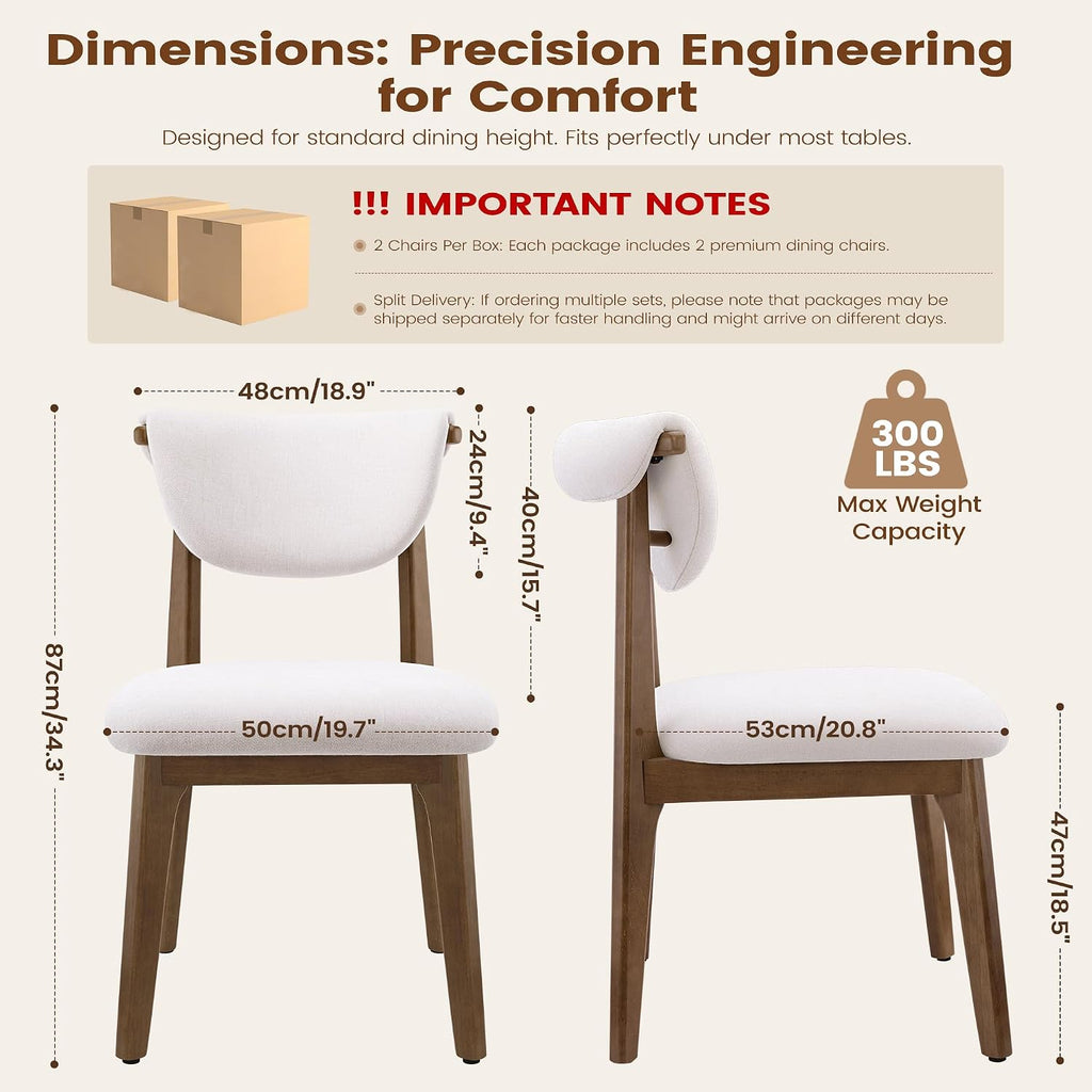 Stella Mia Mid-Century Modern Dining Chairs | Solid Wood Frame & Comfort High Back Design