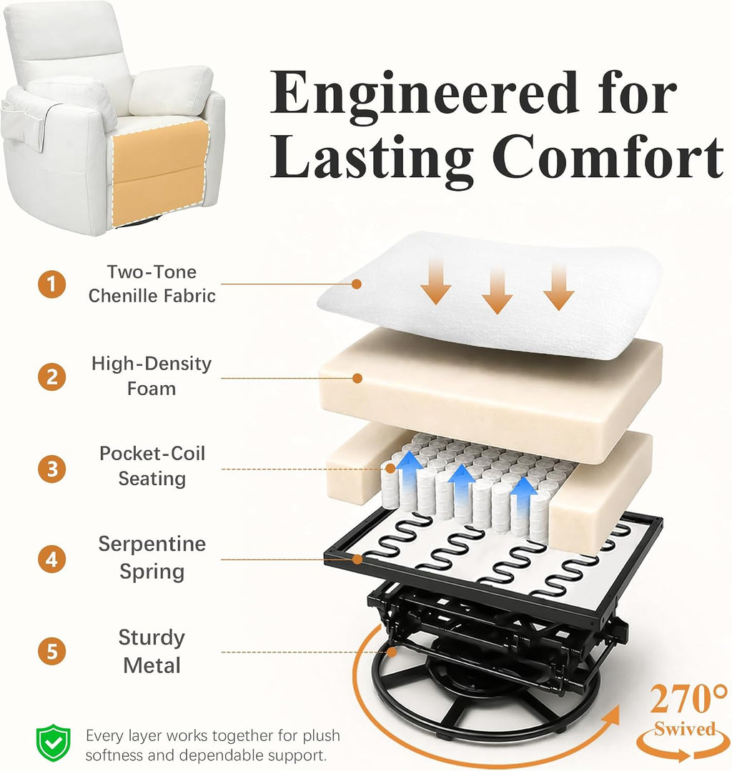 Stella Mia Extra Wide Power Swivel Rocker Recliner Chair Nursery