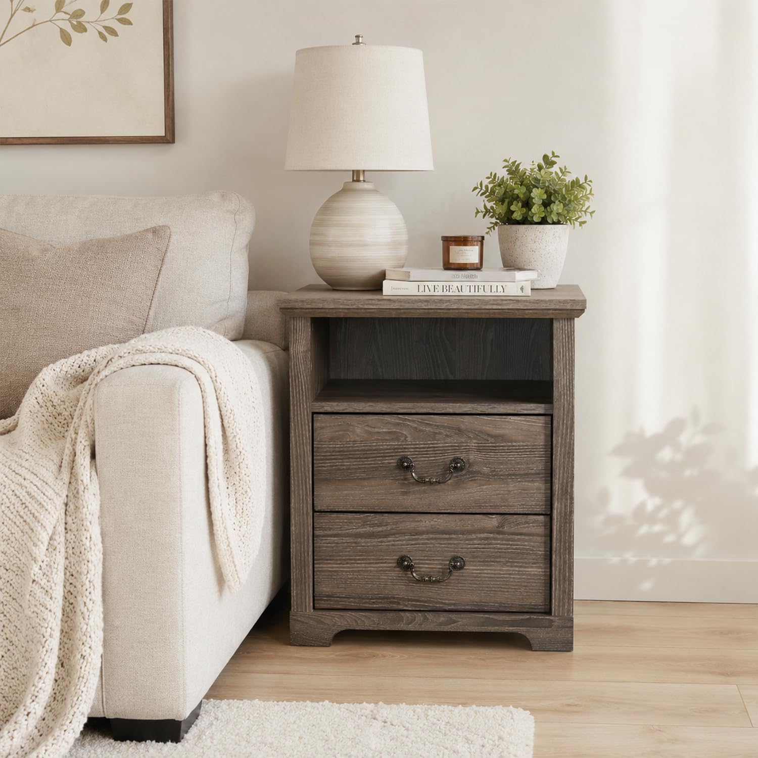 Stella Mia Farmhouse Nightstands Set of 2