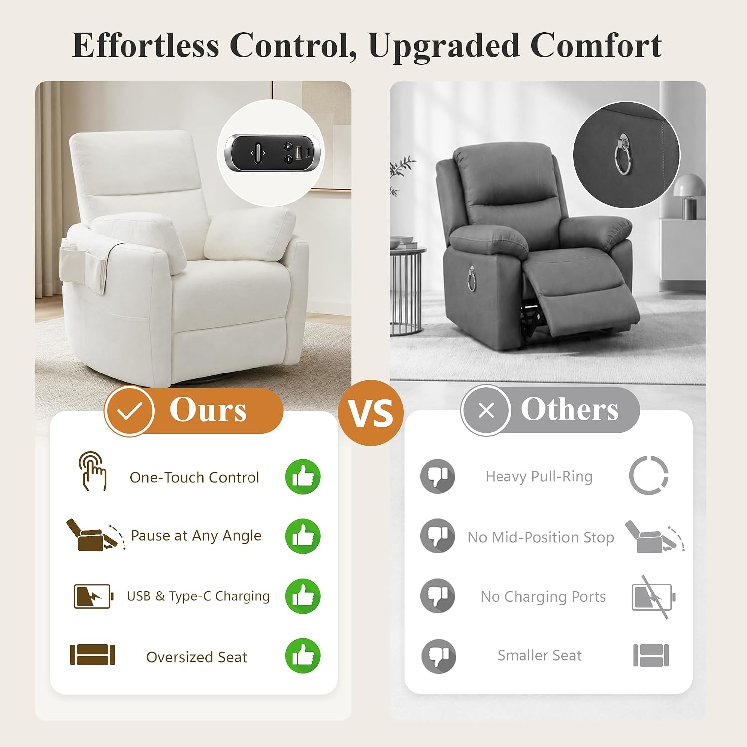Stella Mia Extra Wide Power Swivel Rocker Recliner Chair Nursery